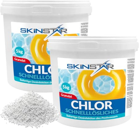 SkinStar Chlorgranulat schnelllöslich Schockchlorung Desinfektion Pflege Chlortabletten Multitabs Maxi Tabs langsamlöslich Pflege Schwimmbad Pool Chemie (Granulat, 1000, Gramm)