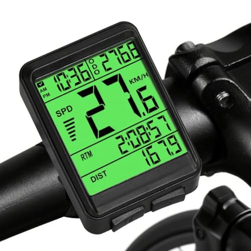 Brenth Bike Computer,Universal IPX7 Waterproof Bike Speedometer,Bike Speedometer Wireless with LCD Backlight Display,Automatic Start/Stop,Black Cycle Computer for All Bikes,Outdoor Bike Accessories