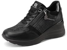 QUEEN HELENA Sneakers con Zeppa Scarpe da Ginnastica Alte Donna X33-30 (Nero, Sistema Taglie Calzature EU, Adulto, Donna, Numero, Media, 41)