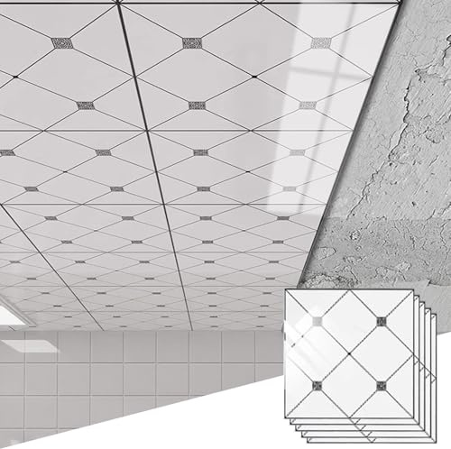 Panel Decorativo Pared y Techos Paneles de Techo Que Cubren Grietas y Manchas, Azulejos de Techo Suspendido, Adhesivos para Pegar Poliestireno Expandido, Paneles de Protección Contra(10pcs)