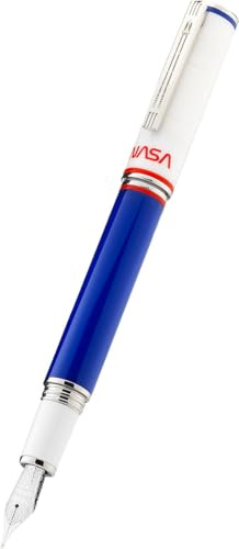 Montegrappa Nasa Atlantis Füllfederhalter aus Harz und Edelstahl in der Farbe Blau und Weiß – Strichbreite 1.5mm – inkl. 2 Patronen, Konverter, Länge: 142 mm, ISN1R9BP