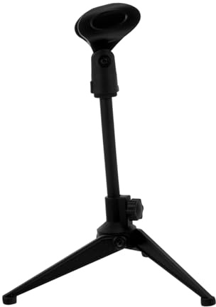 JOINPAYA Soporte de Micrófono de Escritorio Altura Retráctil de 21 a 27.5 Cm con Trípode Ajustable de Plástico Negro Adecuado para Podcast y Transmisiones en Directo