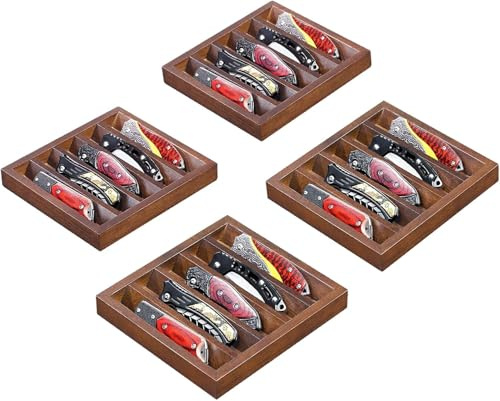 Emfogoo 3 Niveles Organizador de Navajas, Caja de Colección para Puñales con Tapa Transparente y Cajones, Exponer Vitrina para Dagas para coleccionistas, Almacenamiento y Exhibición, Regalo (Negro)