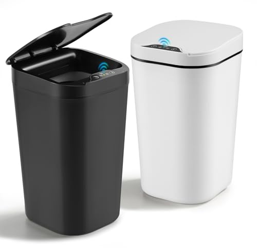 TLPEMN Mülleimer mit Sensor, 12L Elektrischer Mülleimer Sensor mit Deckel, Intelligenter Bewegungssensor, Wasserdichte Badezimmer Mülleimer für Bad Büro Küche Schlafzimmer, 2er Pack