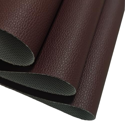 LERNOU Premium Kunstleder Meterware, Weiches Gekörnt Texturiert Lederimitat 100 x 140 cm Wasserdicht Leder Möbelstoffe Meterware für nähen Stühle Sofas Autositze - Braun