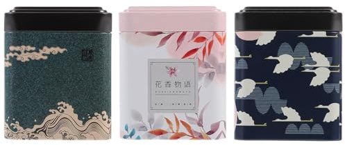 TIDTALEO Set 3 Pezzi Te Inglese Scatole Latta in Lamiera Colorata, Contenitori la Conservazione del Tè Superficie Liscia e Isolamento Dall'aria Esterna per Colore Casuale Stile Casuale