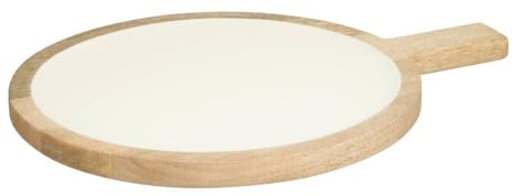 Atmosphera - Assiette de présentation inaya blanc chaud et bois de manguier