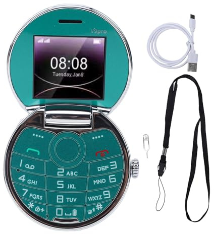 Plyisty 2G-Klapphandy, Zwei 1,77-Zoll-Displays, Zwei SIM-Karten, Standby-Modi, große Tasten, klarer Klang, MP3, FM, Bluetooth, Mobiltelefon für Senioren, Studenten (Green)