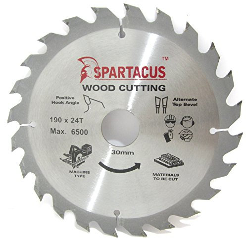 Spartacus 190mm Diameter x 24 Teeth x 30mm Bore Wood Cutting Circular Saw Blade Fits Black & Decker P3710 KS65 KS64T