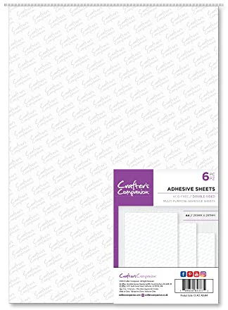 Crafter's Companion A4 Double-Sided Adhesive Sheet - Easy-to-Lift Backing Paper - 6 Sheets Included