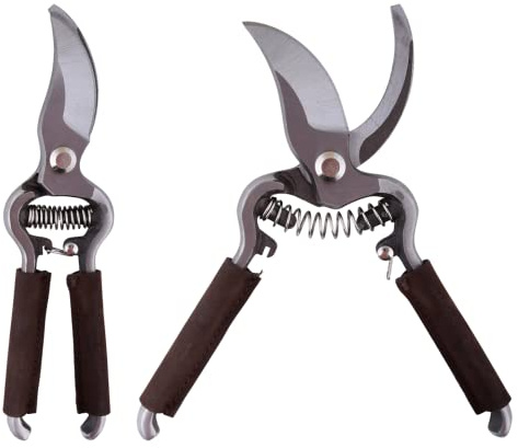 Esschert Design Obst- & Blumenschere mit Sicherungsschlaufe, Länge 21 cm, Leder-ummantelte Griffe, Gartenwerkzeug mit scharfer Klinge