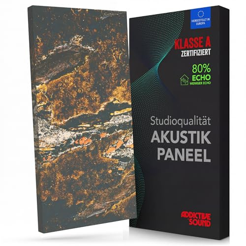Addictive Sound Akustikbild Schallabsorber 100x50x6 cm, Gold 2 | Breitbandabsorber ab 100 Hz, Kunstdruck auf Akustikstoff, EU-Produktion, Wand- und Deckenmontage-Set inklusive