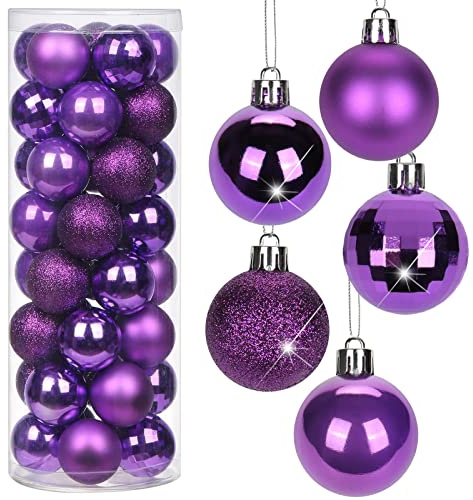 Briful 40PCS 4CM Christmas Baubles, Christmas Tree Decorations Xmas Hanging Ornaments Small Shatterproof Balls for Home Festival Gifts Xmas Decorations