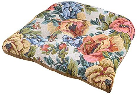 Fansu Cojines para Sillas con Lazos, Flores Estampado Cojín de Silla Jacquard Suave Espesar Tatami Cojín de Silla para Comedor Jardín Patio Cocina o Interior Exterior (45x45x7cm,Estilo rústico)