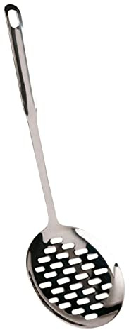 Acan Lifestyle Écumoire en acier inoxydable 33 x 11 x 2 cm, louche, pelle de cuisine avec trou de suspension, passe au lave-vaisselle