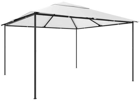 vidaXL Gazebo Outdoor Garden Canopy Shelter Patio Pavilion Sunshade Pop up Wedding Party Tent Marquee Awning 4x4x3 m White 180 g/m²