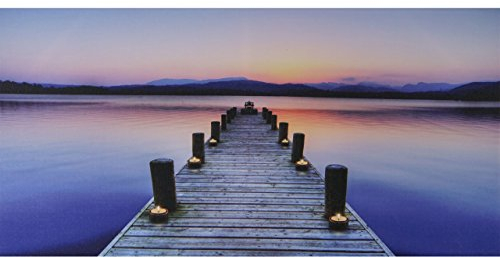 Mendler LED-Bild-AM, Leinwandbild Leuchtbild Wandbild, Timer FSC-zertifiziert - 110x55cm Steg, flackernd