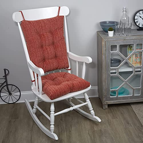 Klear Vu The Gripper Jumbo XL rutschfestes Schaukelstuhlkissen-Set aus Twill mit Dicker Polsterung, inklusive Sitzpolster und Rückenkissen mit Bändern, für Wohnzimmer, Wippe, 43,2 x 43,2 cm,