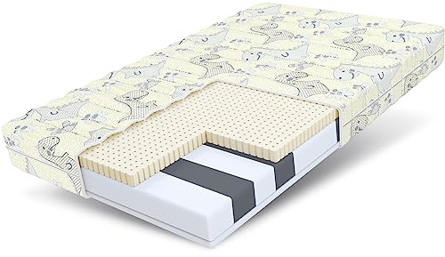 FDM Smile Matratze 90x190 cm Kaltschaum Kindermatratze Höhe 10 cm Härtegrad H3 Öko-Tex Allergikergeeignet Bezug Waschbar Latex Matratzenbezug Dino