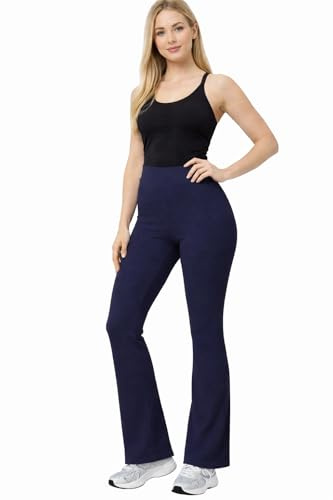 Ladies/Women Bootleg Trousers Ladies Soft Stretchy Pull ON Pants Girls Trouser in 3 Leg Lengths (NVY L27 W16) Navy