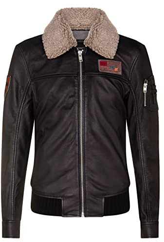 Infinity Leather Chaqueta de Bombardero de Piloto de la Fuerza Aérea de EE. UU. de Vuelo A2 de Cuero Negro Para Hombre
