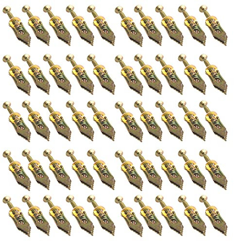 50 Pcs Hammer Drive Anchors and Screws Kits, Wall Drywall Self-Drilling Anchor, Plasterboard Hammer-in Plug Fixing for TV, Bike, Cabinet, Curtains