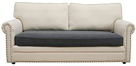 Eismodra Fodera per divano 2 posti, fodera per cuscino estensibile, copertura per divano, fodera elastica per forma a L, grigio scuro, lunghezza 95-135 cm (1 pezzo)
