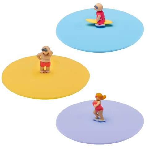 Lurch 210305 Mein Deckel Strandwache 3er Set Glasabdeckungen aus Premium-Platin-Silikon Ø10,5cm, Mittel, Bunt