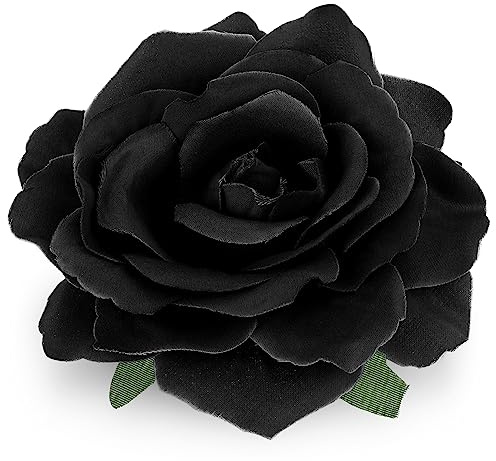 WLLHYF Schwarz Rosen Blumen Haarclip, Stoff Rose Haarblumen Clips | Blume Haarnadel Kopfschmuck, Blumenhüte Clip, für Frau Mädchen, Reise Hochzeit, Abschlussball, Valentinstag