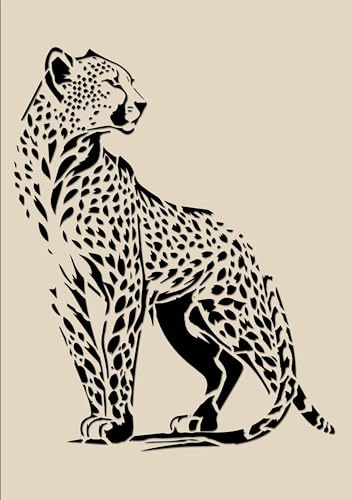 World of Stencils Tierschablone Großformat Wandkunst Malschablone wiederverwendbar Kunststoffdekorationsvorlage (Gepard-2, XL)
