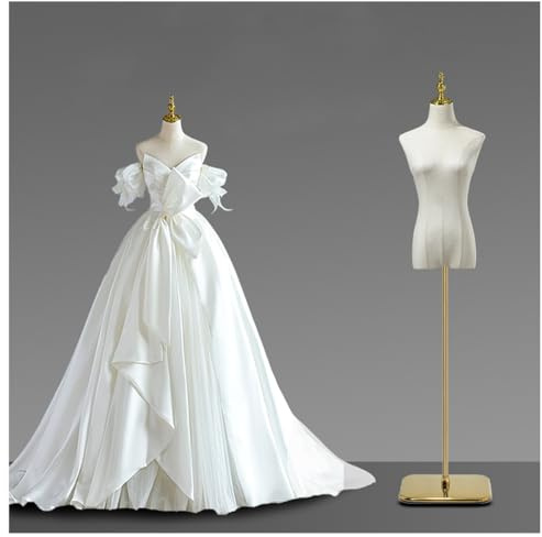 ZBJDX Weibliche Schaufensterpuppe Torso MäNnchen Kleiderform, HöHenverstellbare Hochzeitskleid MäNnchen, Kleidungs Display Modell KöRperstäNder Mit Goldverdicktem Quadratischem Boden