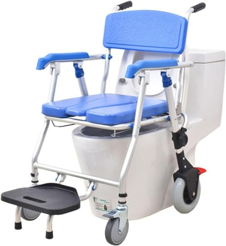 Chaise Percée À Roulettes Adulte Toilette Mobile Pot De Chambre Chaise De Douche Avec Accoudoir Et Dossier Tabouret De Douche Fauteuil Roulant Percé Chaise De Nuit Aide De Toilette