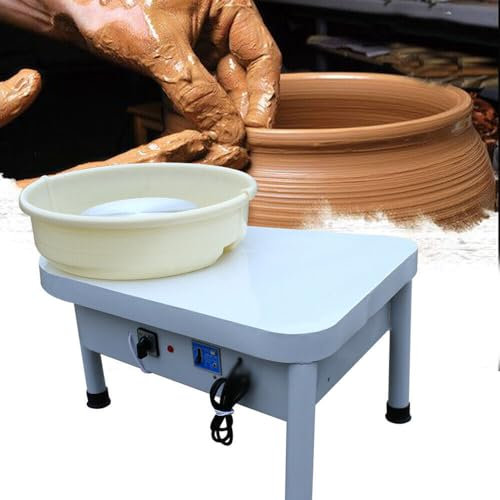 Begoniape Töpferscheibe 25cm Elektrisch Keramikformmaschine 250W 300RPM Keramik Rad Maschine mit Pedal Dreht/Gegen Uhrzeigersinn Elektrische Töpferscheibe für Keramikhandwerk