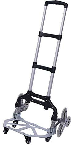 LANNADD 6 Rädklappbar Treppenkarre, Treppensteiger Aluminium Sackkarre Stapelkarre Wagen, Aluminium Treppensteiger-Sackkarre Klappbar Treppensackkarre Geeignet für Den Umgang Mit Waren und Einkäufen