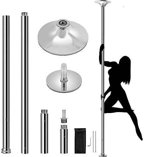 Yaheetech Barra de Pole Dance Profesional Ajustable Juego de Palos de Baile Extraíble para Club, Casa Pole Dance Barra de Baile de Acero Inoxidable para Ejercicios de Fitness, Altura 216,5-275 cm