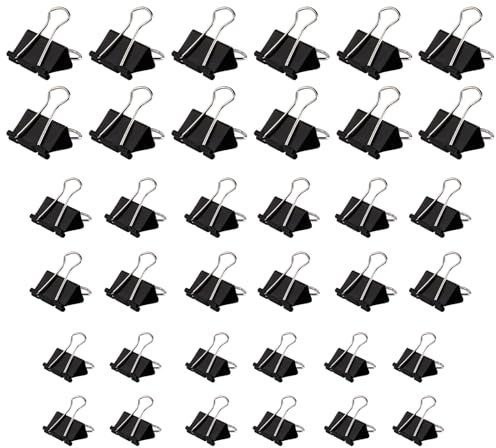SRTSTR 132 Stück Foldbackklammern Set Foldback Klammern 15 mm/ 25mm/ 41mm Papierklammern Metall Binder Clips Vielzweckklammern für Bürobedarf Papier Schule Heim Fotos Notizen (Schwarz)
