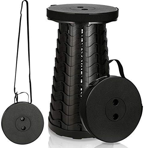 Hebitod Klapphocker Tragbarer, Teleskophocker Klappstuhl Faltbar Campinghocker, 6-44 cm Höhenverstellbar Leicht, Belastung 180 kg, Falthocker für Garden Innen und Außenaktivitäten, 2 Stück