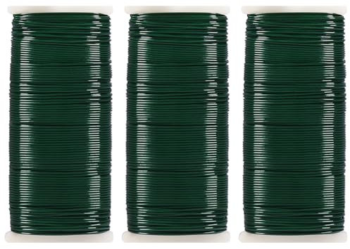 Tenn Well 90M Grün Blumendraht, 3er Bindedraht Set 0.7mm Wickeldraht Basteldraht für die Herstellung von Blumen und Pflanzen, Rosen, Basteln