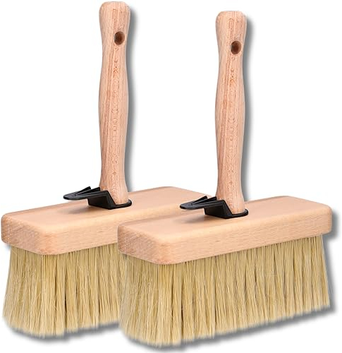 ToolSpace 2X Pinceau de Surface 170 mm, Brosse à Papier Peint, pour terrasses, tapisser, Houppette Large, Manche en Bois à Poils naturels, Pinceau à apprêter, Brosse de Peintre