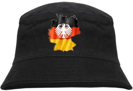 Deutschland,Germany | Fischerhut, Anglerhut, Sonnenhut, Hut, Bucket Hat, Urlaubshut, Sommer | Bedruckt mit Landkarte und Adler| Einheitsgröße 58cm