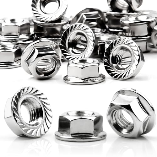 Mbsomnus 60 Stk Flanschmuttern M8 Mutter DIN 6923 Sechskantmutter mit Flansch und Sperrverzahnung Edelstahl A2 V2A Selbstsichernde Sechskant Muttern Bundmutter Regelgewinde Sperrzahnmutter Stopmuttern