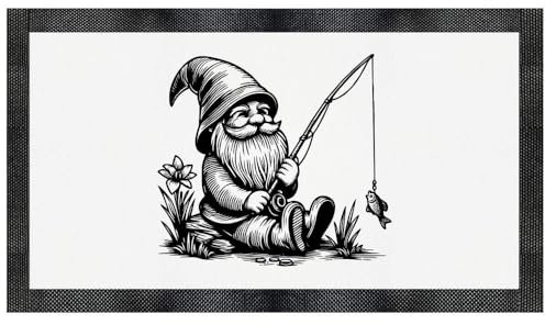 Azeeda 'Garden Gnome With Fishing Rod' Pet Feeding Mat (PM00024315)