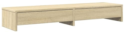 vidaXL Skärmställ med lådor sonoma-ek 100x27x15 cm konstruerat trä, monitorställ, skärmställ med hylla, skrivbordshylla, monitor ställ