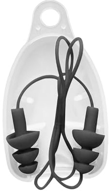 perfk Soft Silicone Earplugs Noise Cancelling with Carry Box with String Corded Ear Plugs for Travel, Sleeping, Black