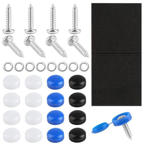 Lot de 40 vis de plaque d'immatriculation avec capuchons, fixation de plaque d'immatriculation de voiture, en acier inoxydable, support de plaque d'immatriculation universel pour voitures, motos