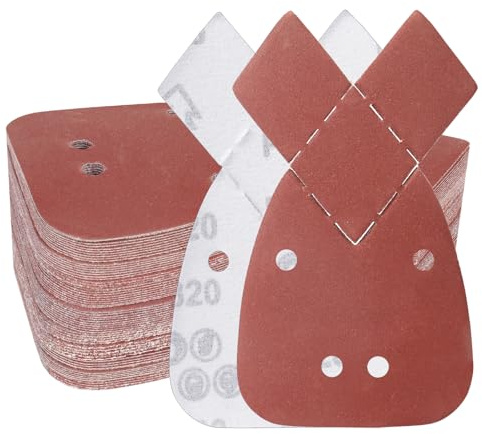 PMIQSA 100Pcs 320 Grit Mouse Sander Paper for Black and Decker 4 Holes | Sanding Sheets,Mouse Sanding Pads, Detail Hand Sandpaper Sheets, for Grinding and Polishing