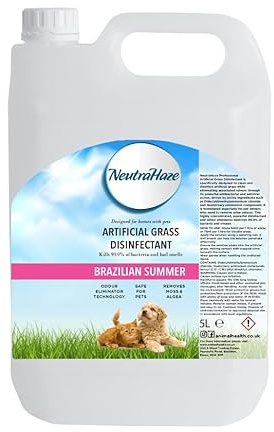 Artificial Grass Cleaner – Powerful 3-in-1 Disinfectant, Deodoriser & Cleaner Removes Bacteria & Neutralises Pet Odours Pet-Friendly (5 Litre, Brazilian Summer)