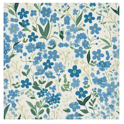 Kleine Blume Blau und Grün Dekorative Weihnachten Abendessen Servietten Tuch Farbe Weiß Polyester Abendessen Servietten Küche Tisch Servilletas de Tela para bautizo 20 x 20 zoll 6er Set