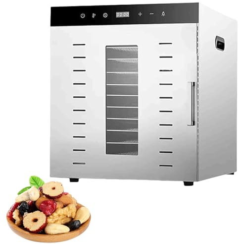RIQHTIK Essiccatore Commerciale, essiccatore per Alimenti a 12 Strati, essiccatore con Luce LED, essiccatore per Alimenti per Carne secca Fatta in casa, Frutta, dolcetti per Cani, Verdure