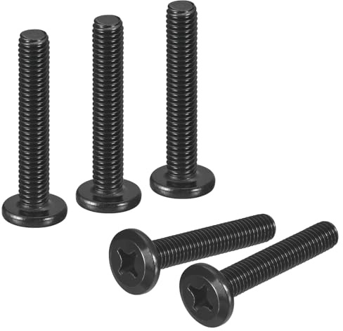 sourcing map Lot de 20 vis à métaux à tête ronde plate M6-1,0 x 35 mm, en acier inoxydable 304, filetage complet, oxyde noir